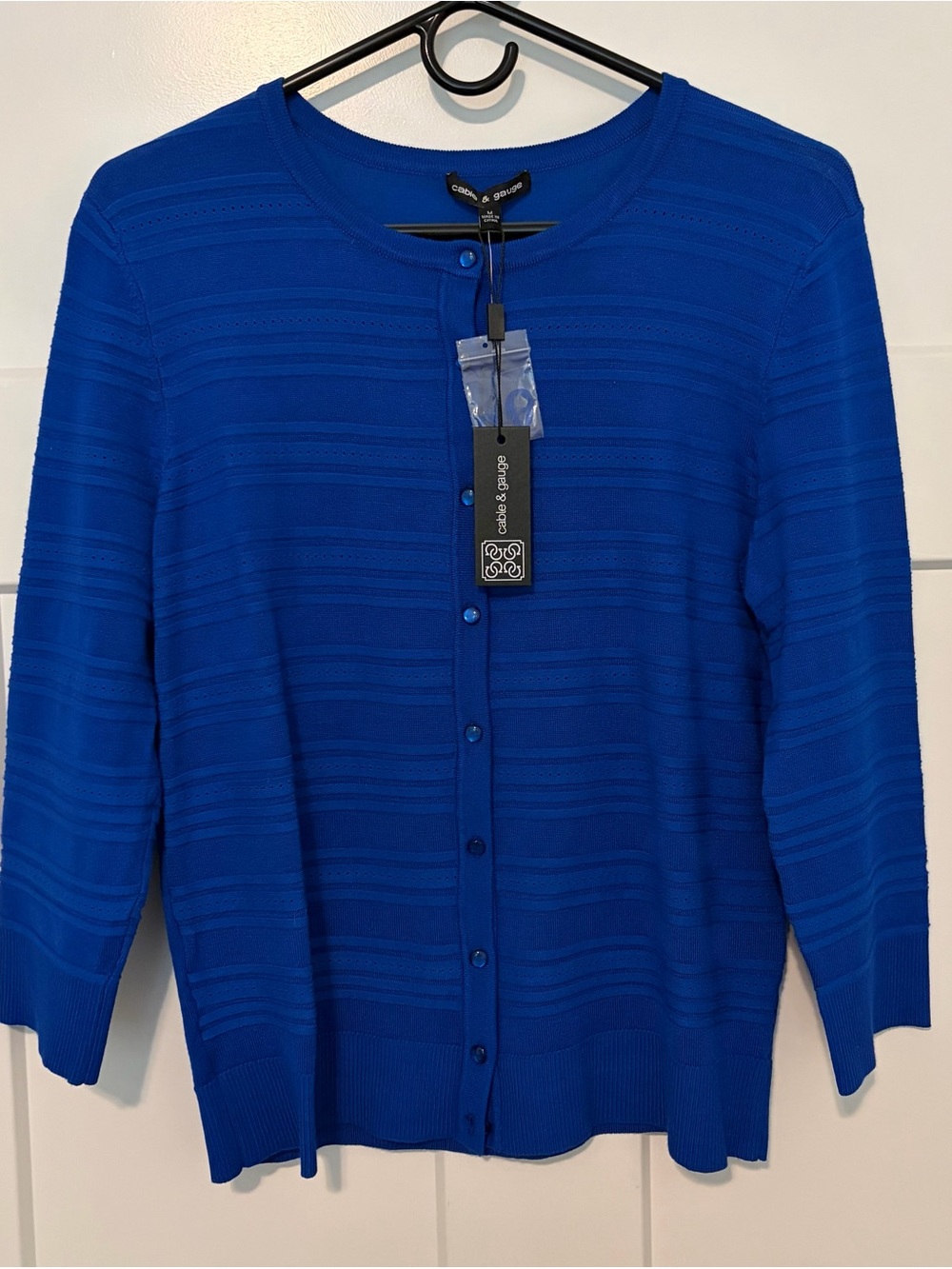 Cable & Gauge Lightweight Royal Blue button-Down Cardigan Sweater Sz Medium